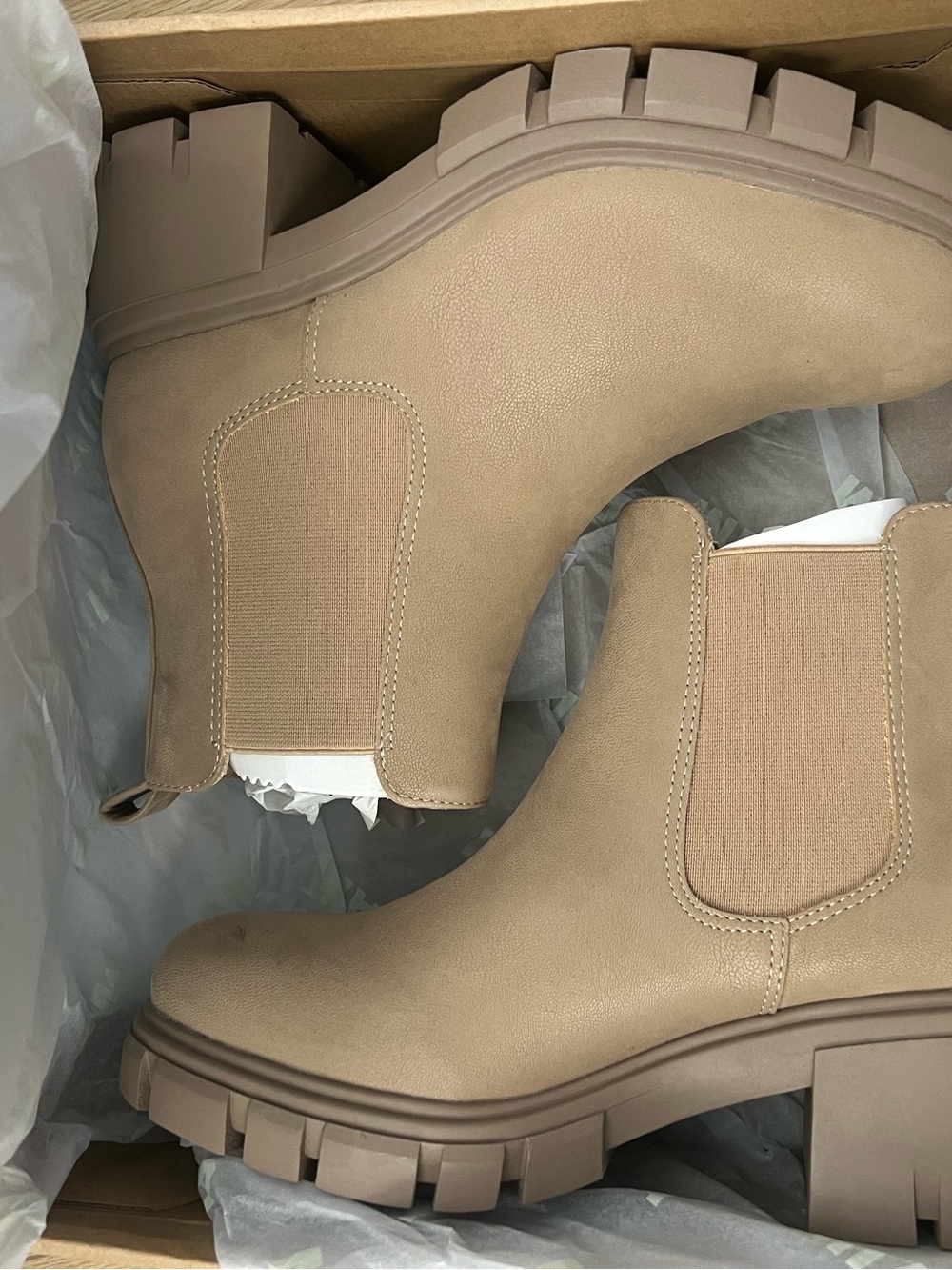 MIA Chunky Chelsea Ankle Boots in Taupe
